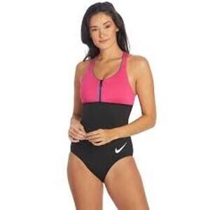 Nike One-Piece Racerback Pink Blue & Black Swimsuit Medium